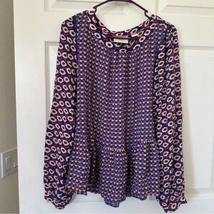 Anthropologie Maeve Floral and Stripe Blouse